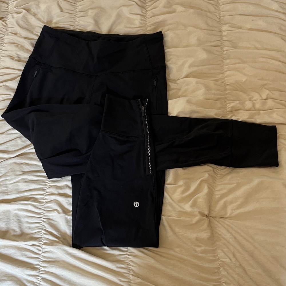 Black Lululemon Pants with Zipper Detail